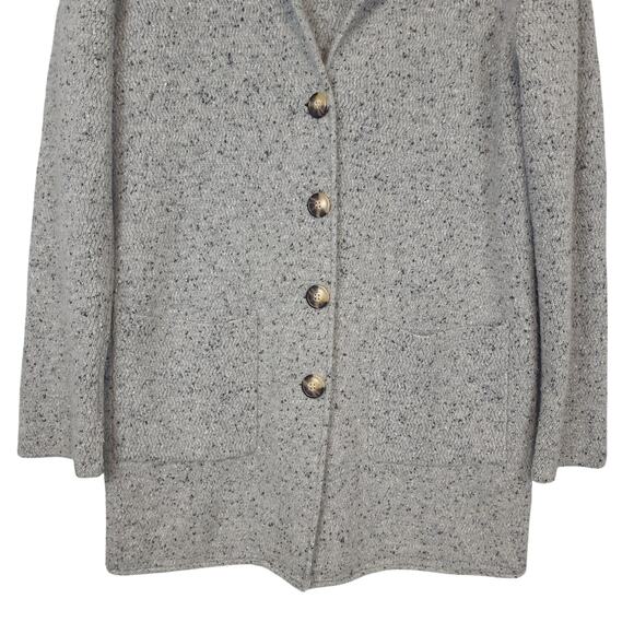 J. Crew Mercantile Women's Cardigan Large Grey Lambs Wool Peasant Lagenlook Boho - Picture 6 of 11